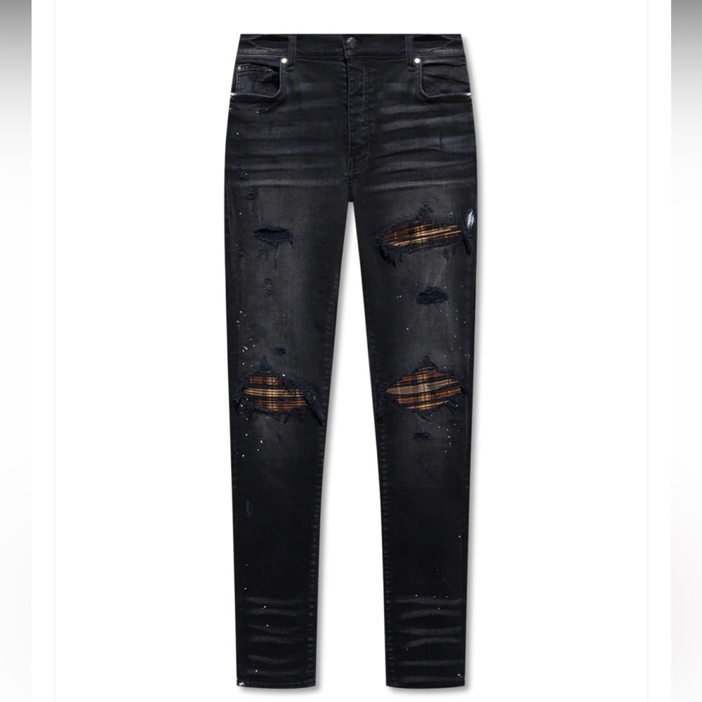 AMIRI MX1 Brown Plaid Patch Jeans - Picture 6 of 6
